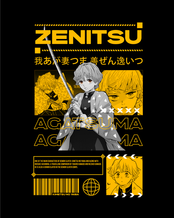 Demon Slayers Zenitsu Agatsuma Manga Panel - Oversized French Terry Cotton T-shirt