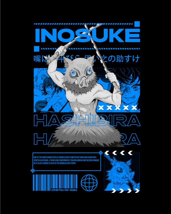Demon Slayers Hashibira Inosuke Manga Panel - Oversized French Terry Cotton T-shirt