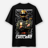 Ferrari Scuderia and Charles Leclerc - Oversized French Terry Cotton T-shirt