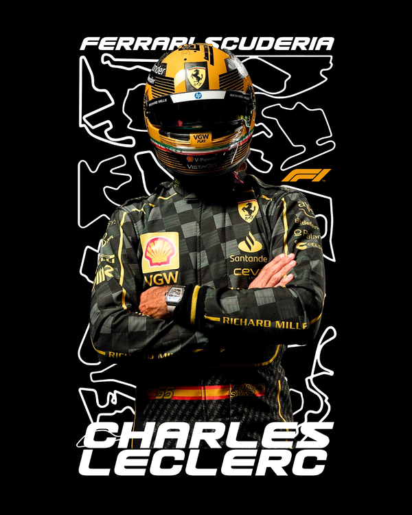Ferrari Scuderia and Charles Leclerc - Oversized French Terry Cotton T-shirt