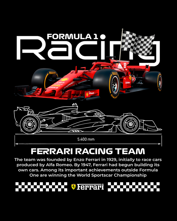 Ferrari F1 Racing - Oversized French Terry Cotton T-shirt