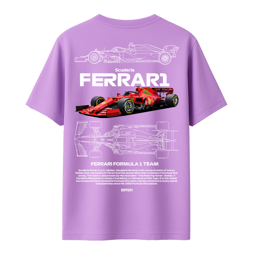 Ferrari Scuderia Red - Oversized French Terry Cotton T-shirt
