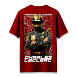 Ferrari Scuderia and Charles Leclerc - Oversized French Terry Cotton T-shirt