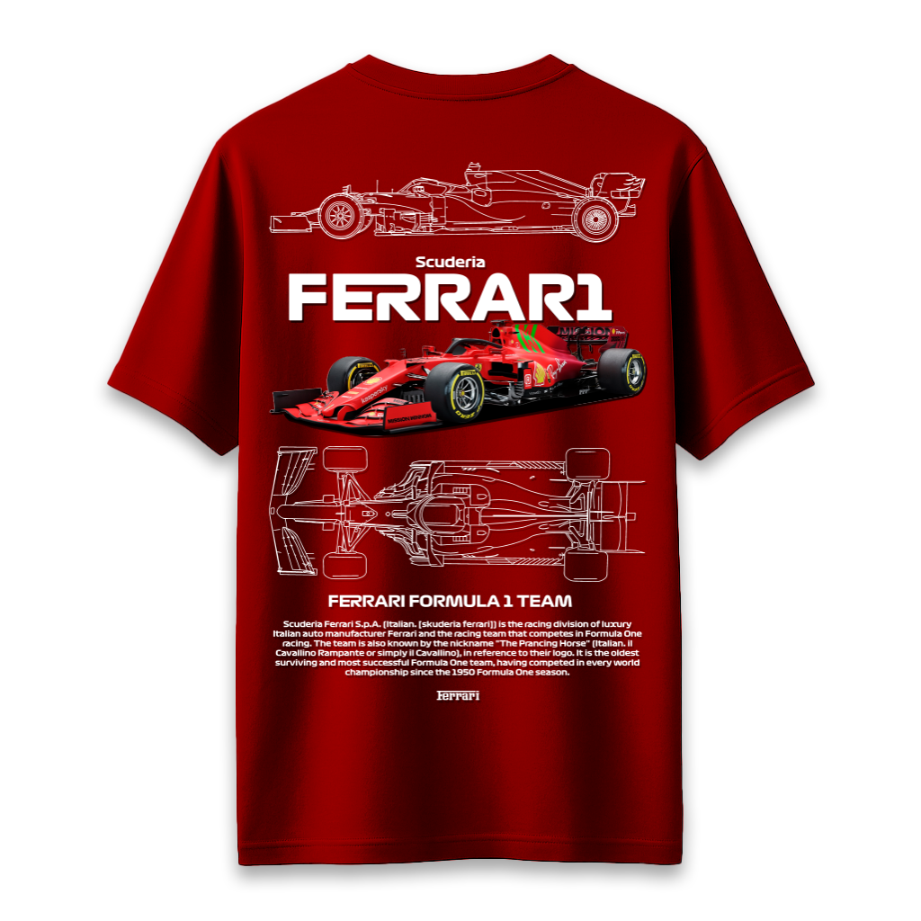 Ferrari Scuderia Red - Oversized French Terry Cotton T-shirt
