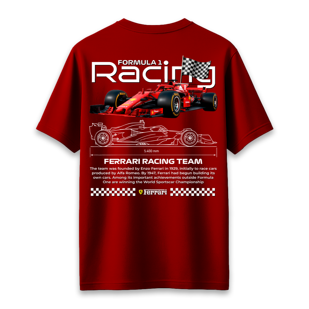 Ferrari F1 Racing - Oversized French Terry Cotton T-shirt