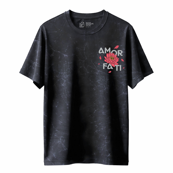Amor Fati - Oversized French Terry Cotton T-shirt - Acid Wash