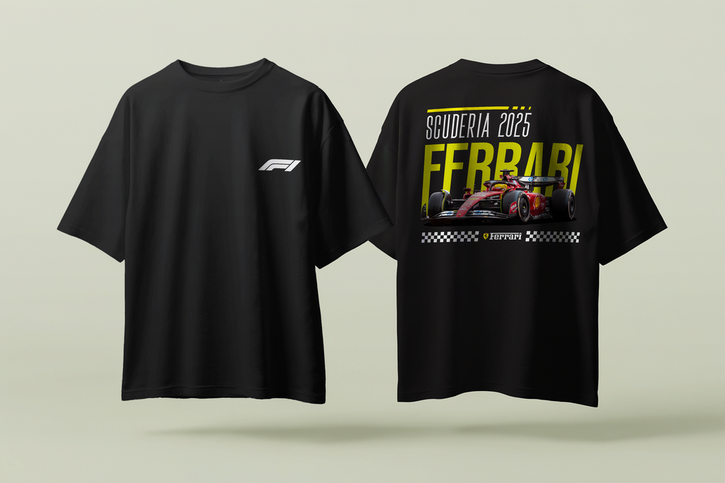 Ferrari Scuderia Red - Oversized French Terry Cotton T-shirt