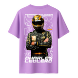 Ferrari Scuderia and Charles Leclerc - Oversized French Terry Cotton T-shirt