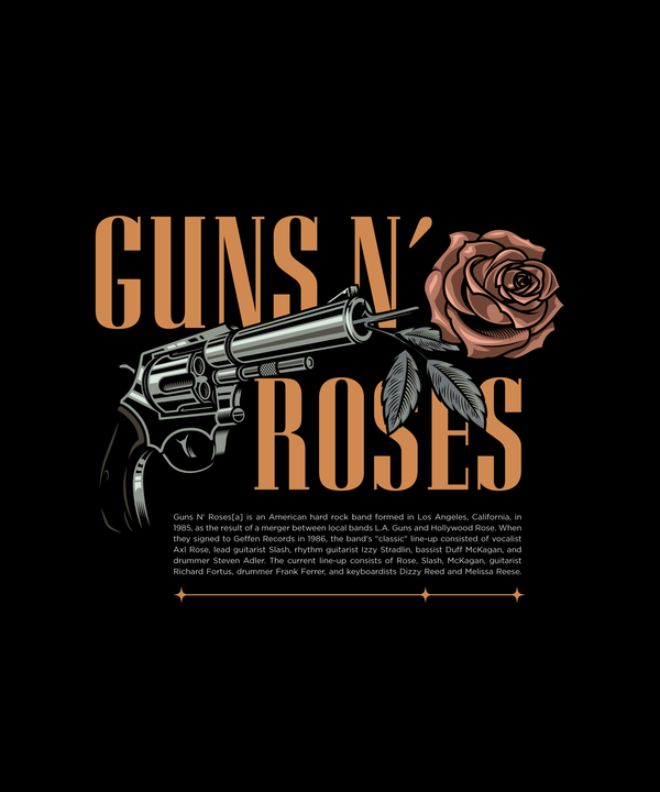 Guns & Roses - Oversized French Terry Cotton T-shirt - Acid Wash