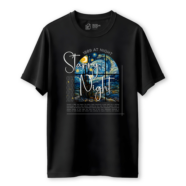 Van Gogh Starry Night - Oversized French Terry Cotton T-shirt